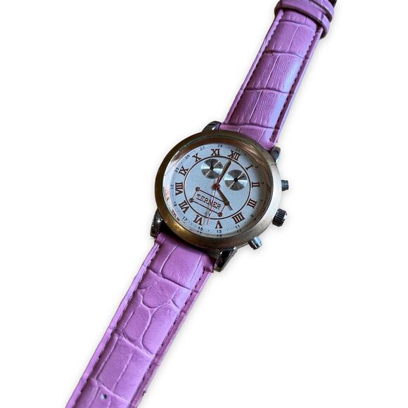 Bijoux Terner Pink Leather Women's Watch Chronograph Analogue Battery Needed - Picture 12 of 12